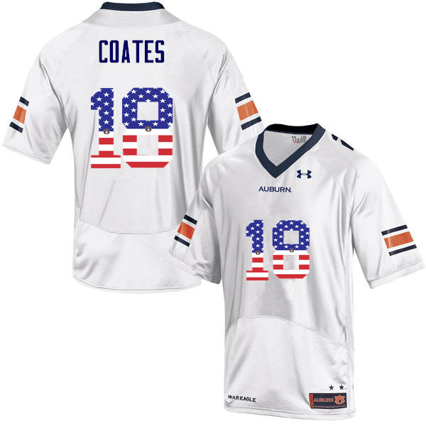 Men #18 Sammie Coates Auburn Tigers USA Flag Fashion College Football Jerseys-White
